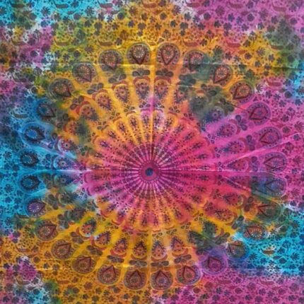 Mandala-patterned cotton wall tapestry or tablecloth